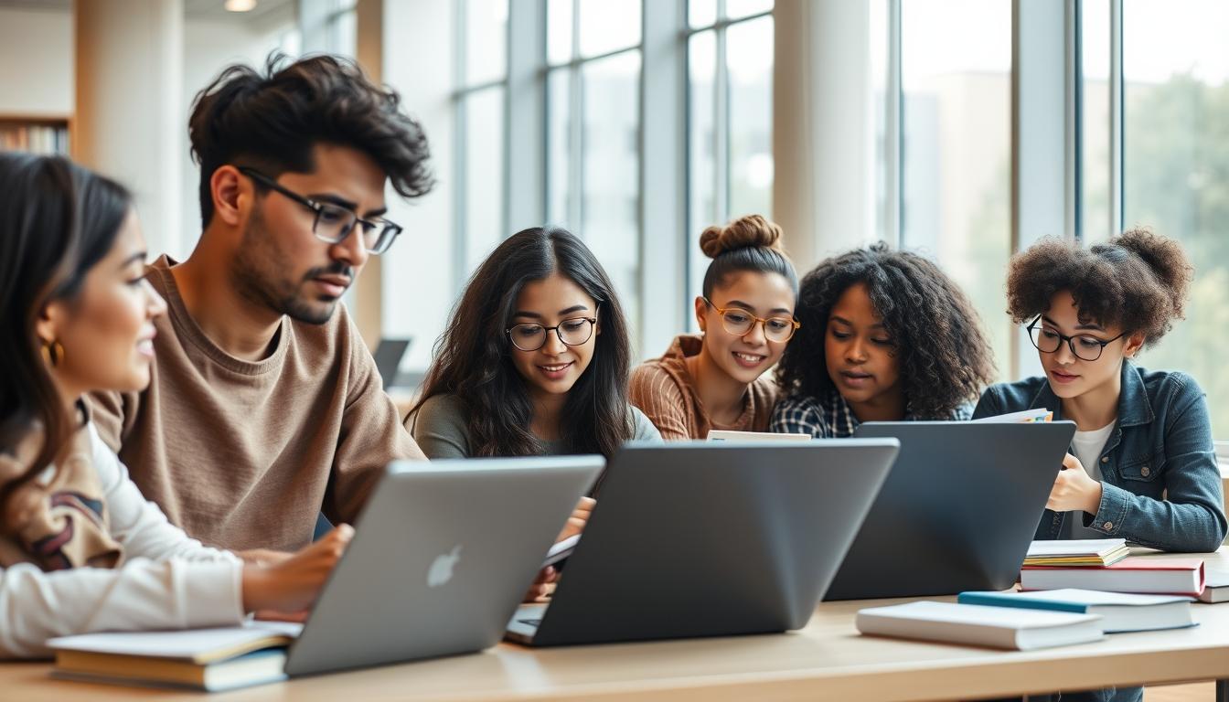 Student using learning strategies while studying